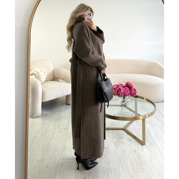 Long, thick taupe wool coat - DRESS DESIREE