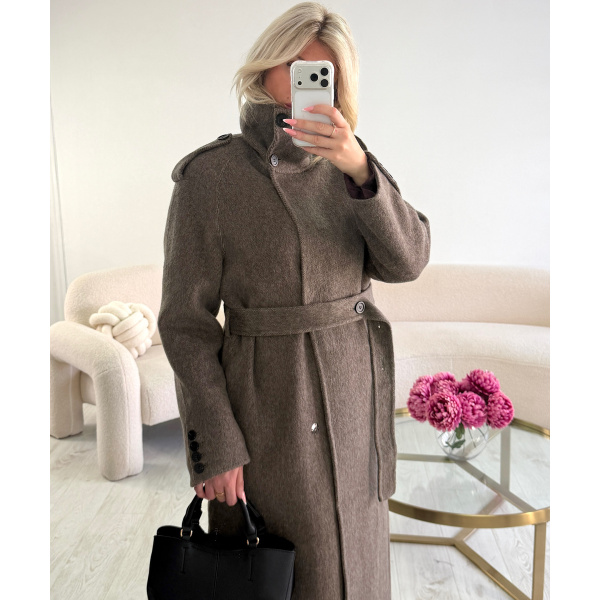 Manteau long laine épais taupe - DRESS DESIREE