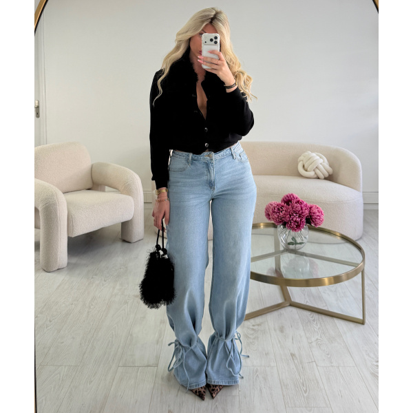 Jeans Tall laçage bleu  - DRESS DESIREE