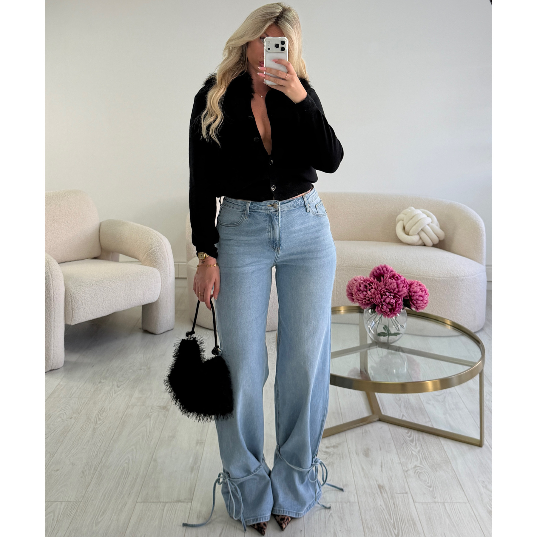 Blue Tall Lace-Up Jeans - DRESS DESIREE