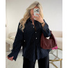 Chemise croisé rayures bleu marine  - DRESS DESIREE