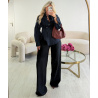 Navy blue striped double-breasted shirt - DRESS DESIREE
