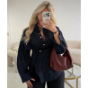 Navy blue striped double-breasted shirt - DRESS DESIREE