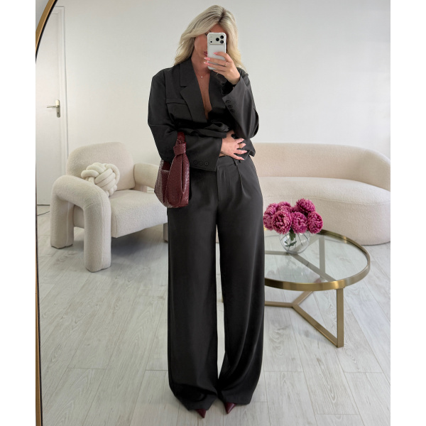 Navy blue tall, wide-leg pants- DRESS DESIREE