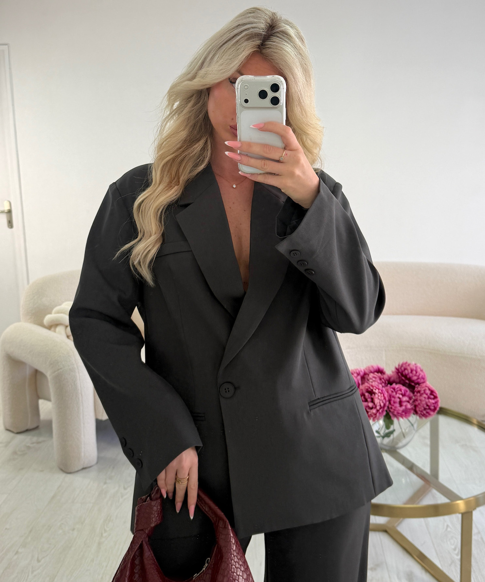 Charcoal grey oversized blazer