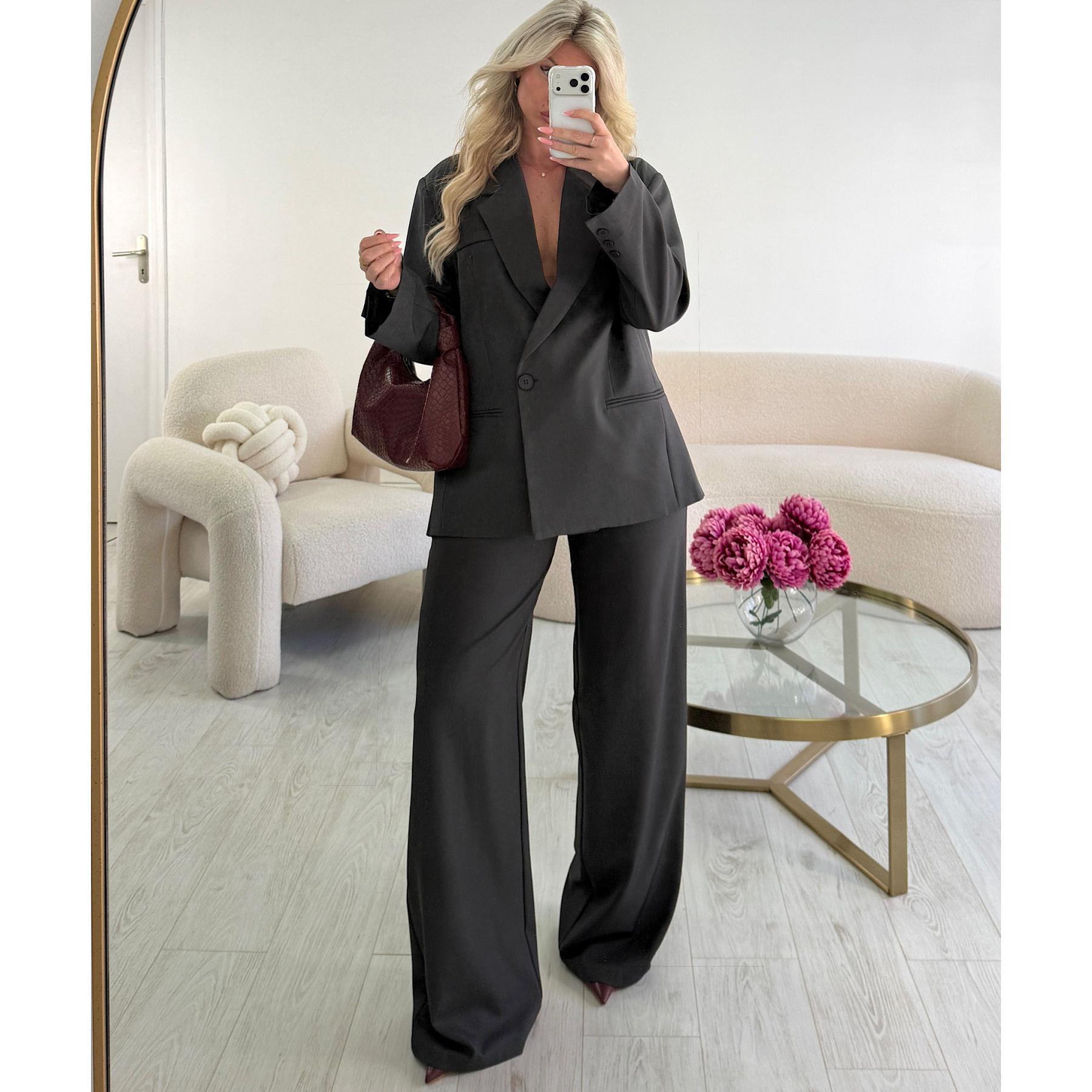 Charcoal grey oversized blazer - DRESS DESIREE