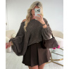 Brown loose balloon-sleeve jumper - DRESS DESIREE
