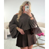 Brown loose balloon-sleeve jumper - DRESS DESIREE