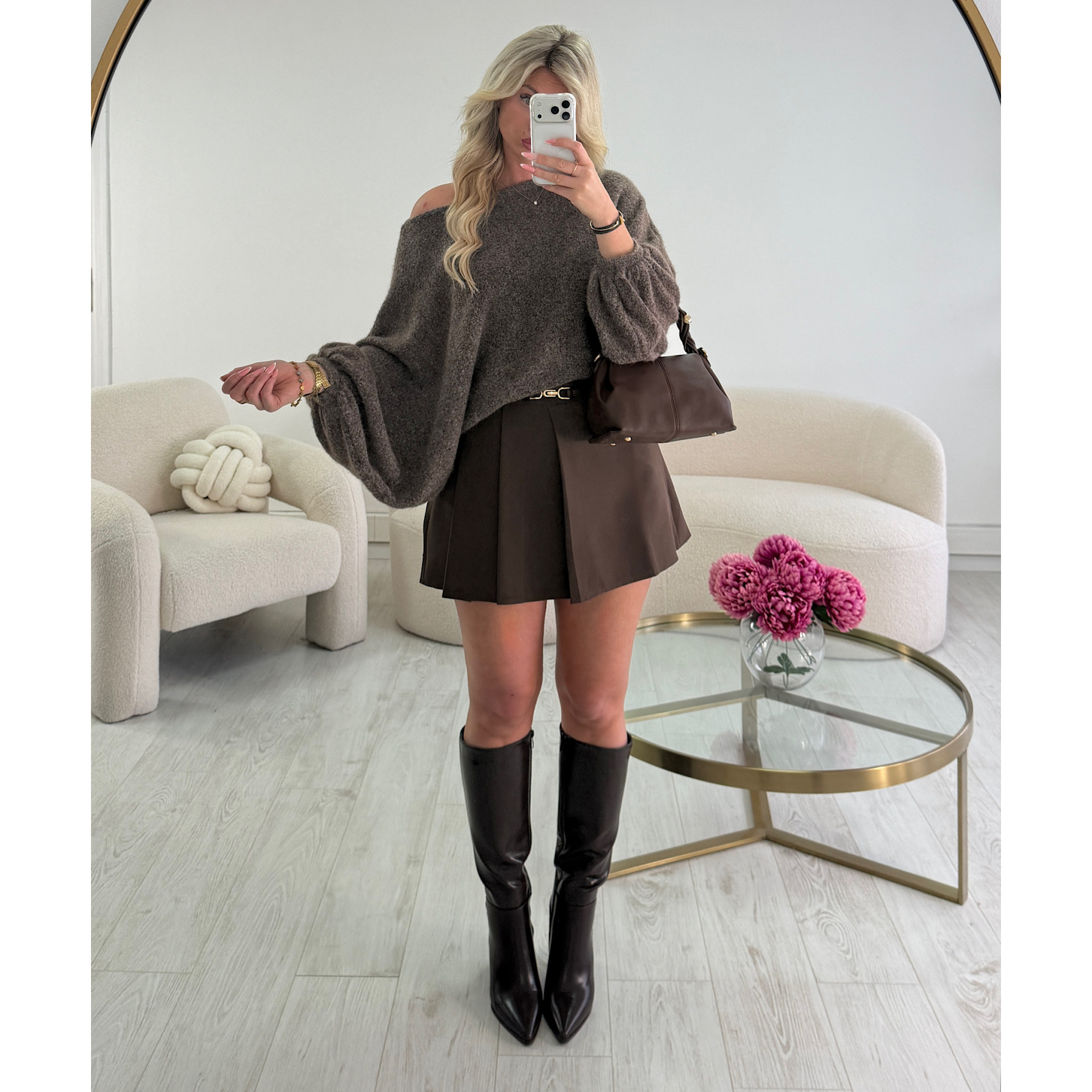 Pull loose ballon marron  - DRESS DESIREE