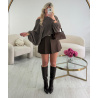 Brown loose balloon-sleeve jumper - DRESS DESIREE