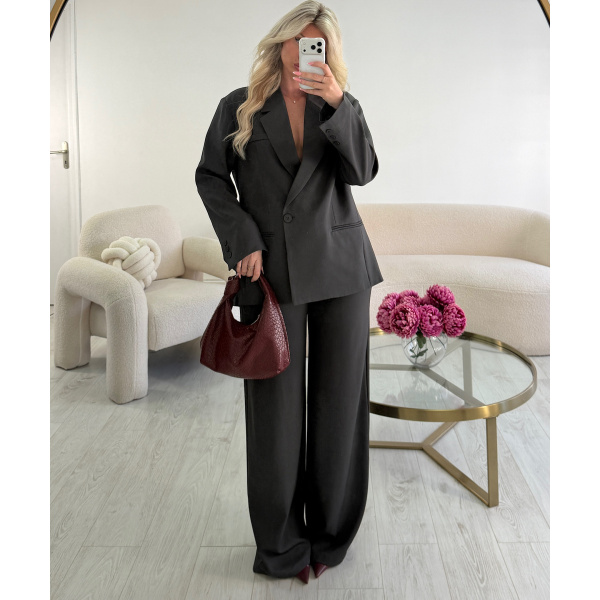 Anthracite gray tall, wide-leg pants- DRESS DESIREE