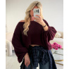 Burgundy loose balloon-sleeve jumper - DRESS DESIREE