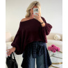 Burgundy loose balloon-sleeve jumper - DRESS DESIREE