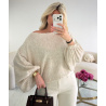 Beige marl loose balloon-sleeve jumper - DRESS DESIREE