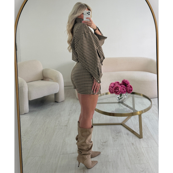 Ensemble bombers carreaux camel   - DRESS DESIREE