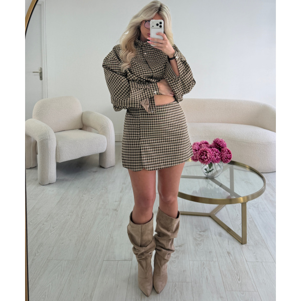 Ensemble bombers carreaux camel   - DRESS DESIREE