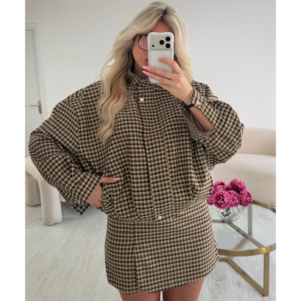 Ensemble bombers carreaux camel   - DRESS DESIREE