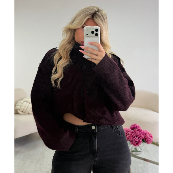 Burgundy high-neck cardigan - DRESS DESIREE