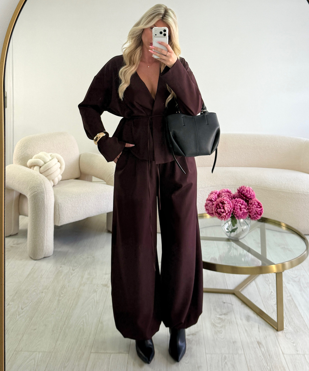 Plum balloon trouser set