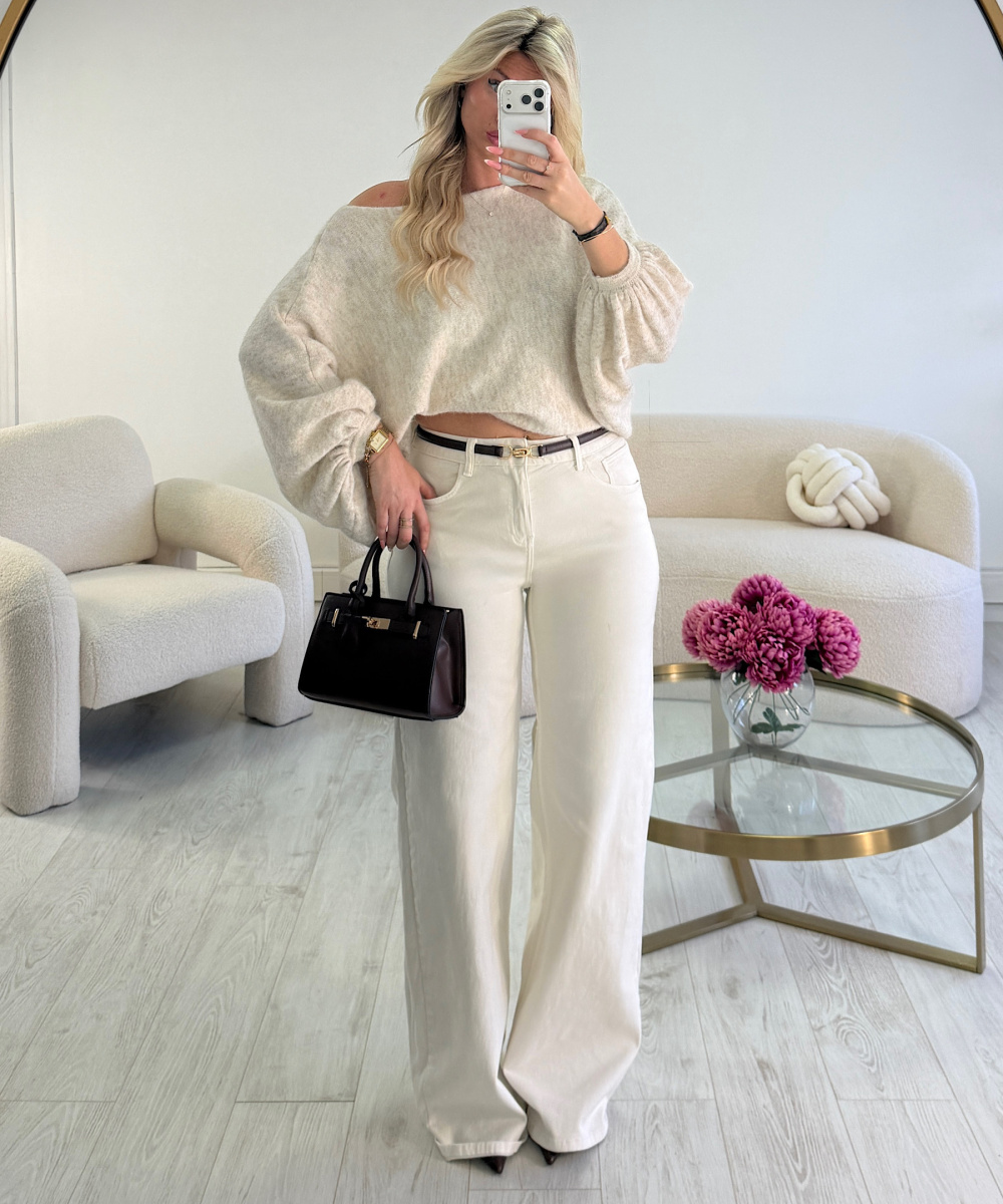 Beige Tall jeans with a slim fit - DRESS DESIREE