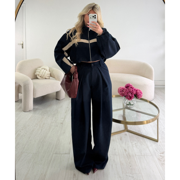 Extra tall navy pleated trousers DRESS DESIREE