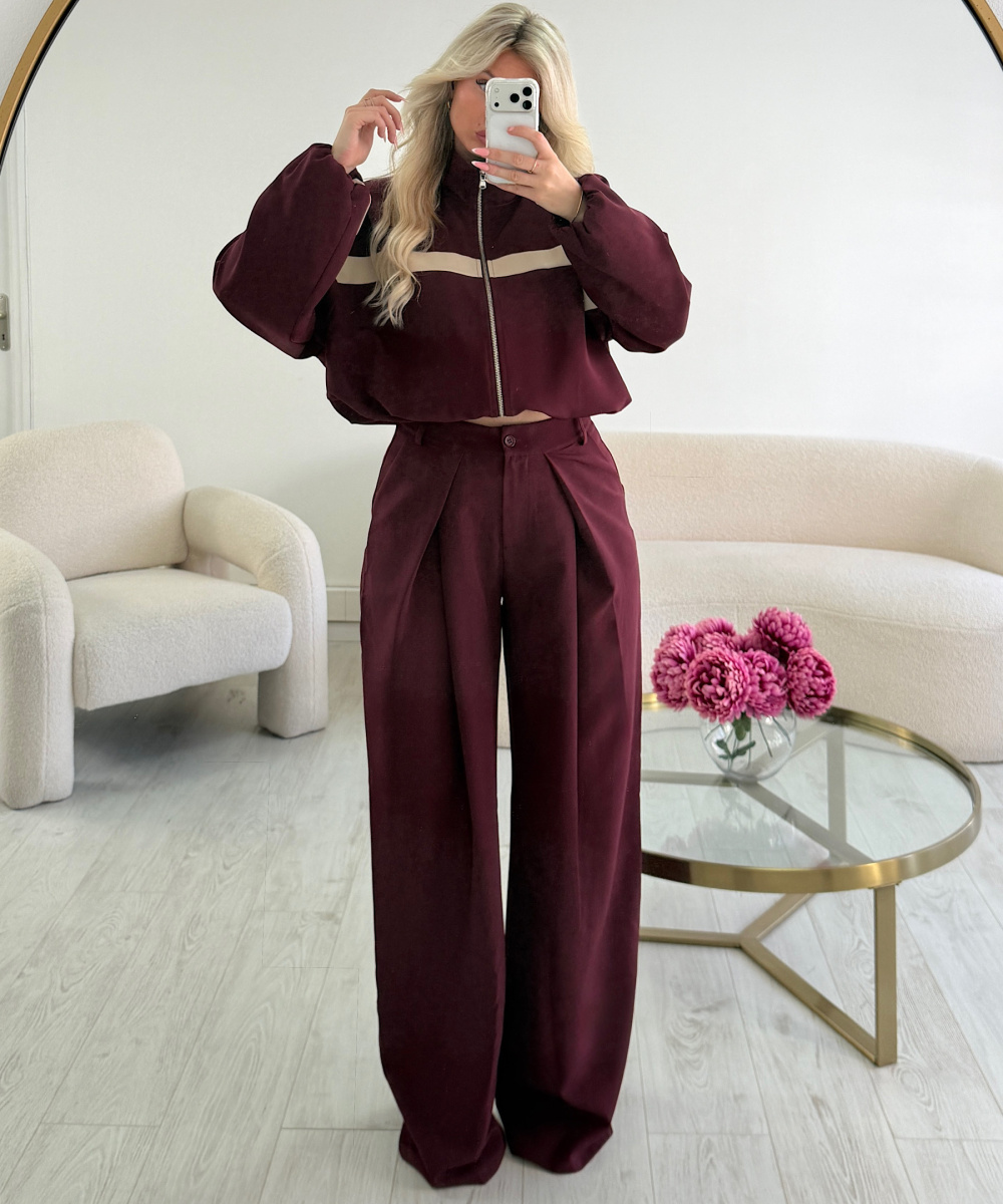 Extra tall burgundy pleated trousers DRESS DESIREE