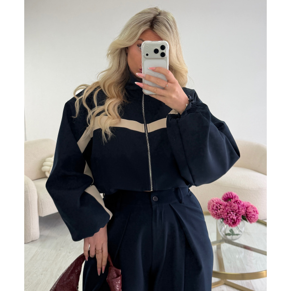 Bombers casual bande bleu marine - DRESS DESIREE