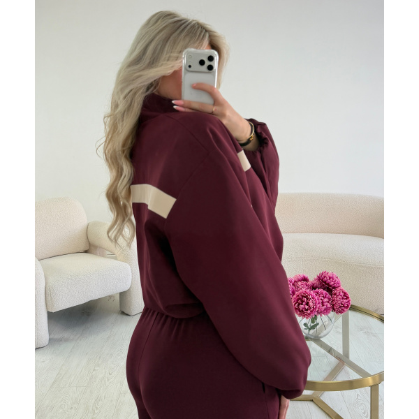 Casual bomber jackets with burgundy trim