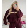 Casual bomber jackets with burgundy trim