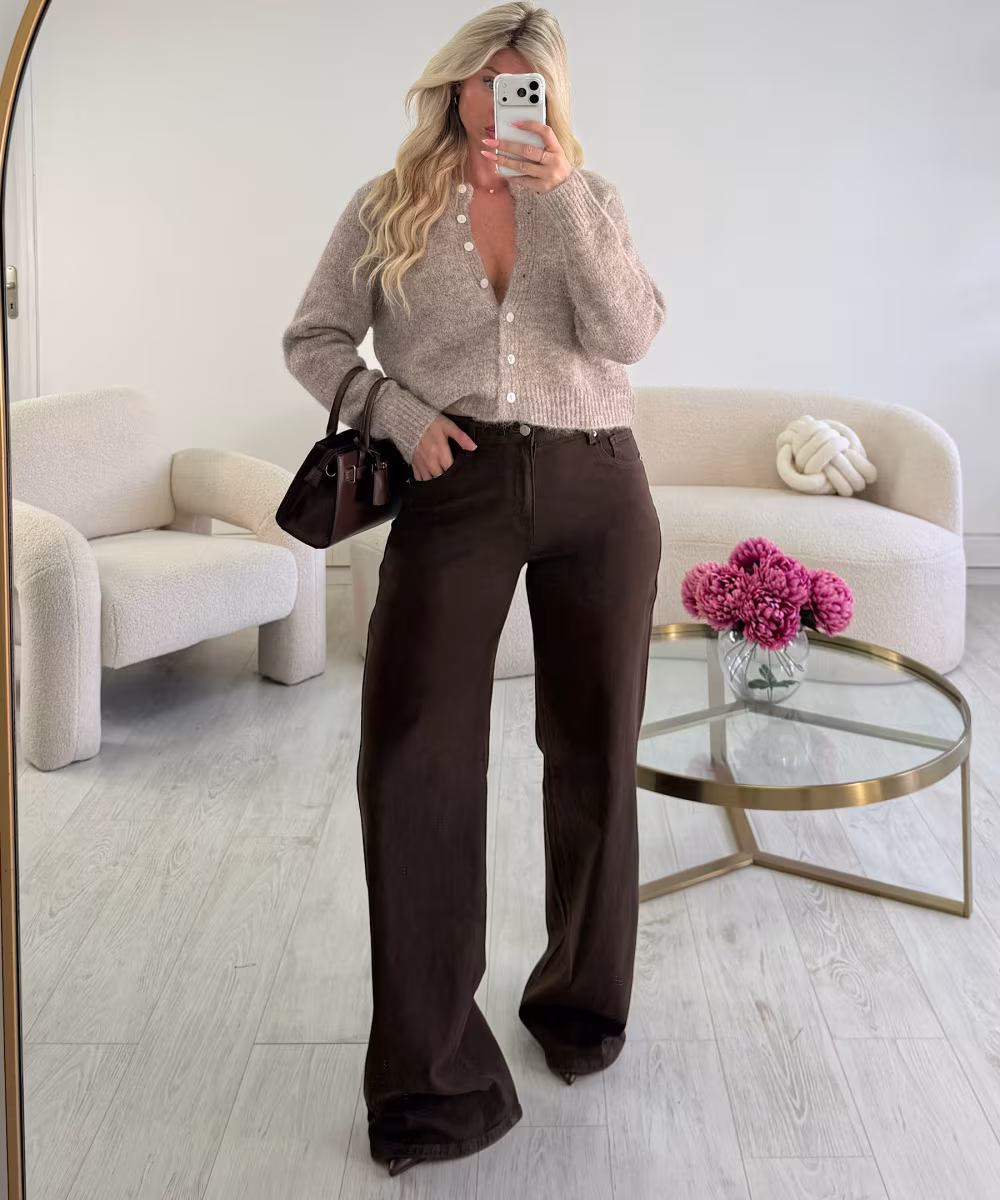 Jeans tall wide leg marron