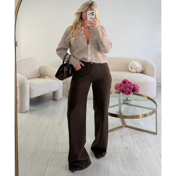 Brown Tall Wide-Leg Jeans - DRESS DESIREE
