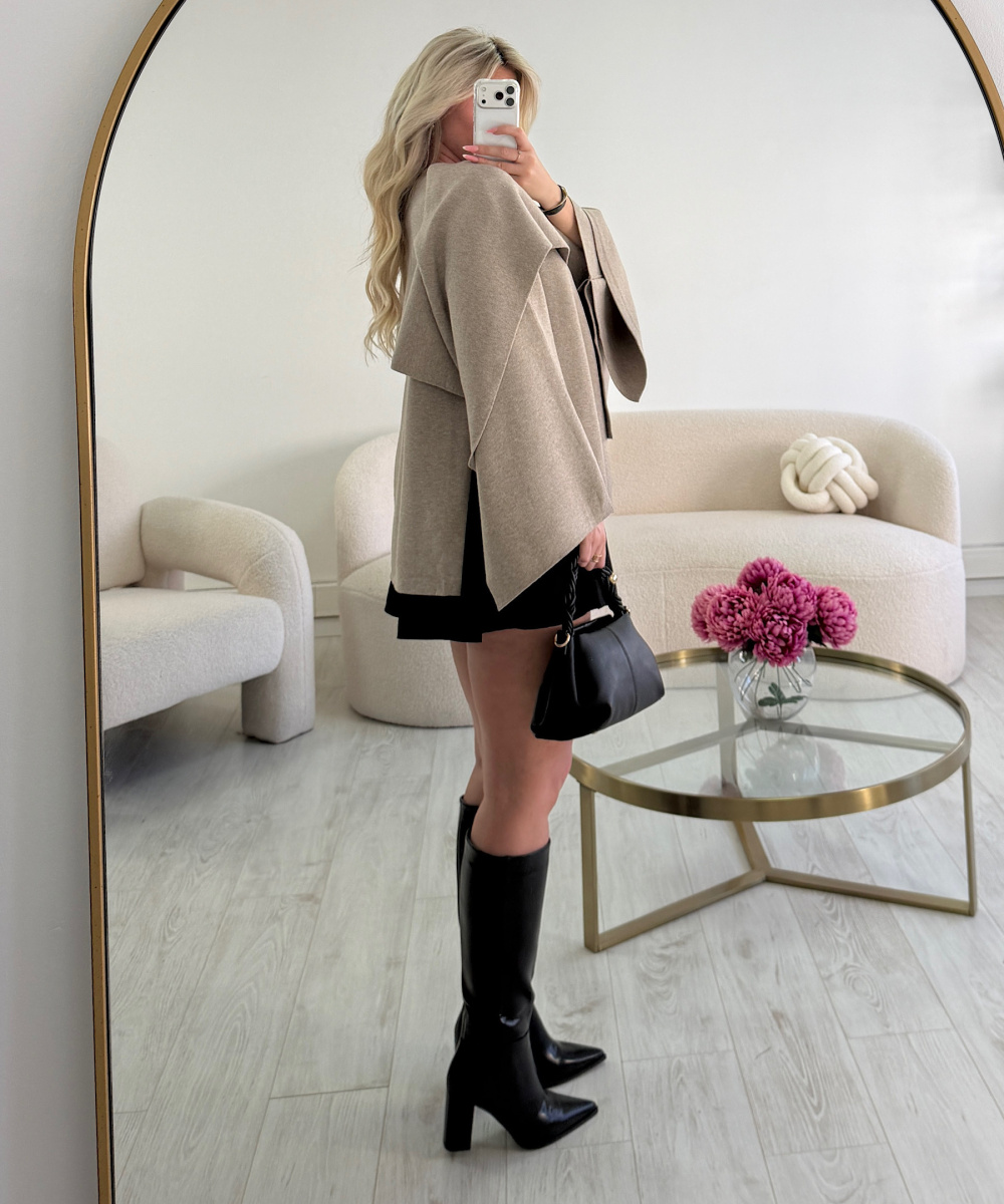 Premium thick taupe cape