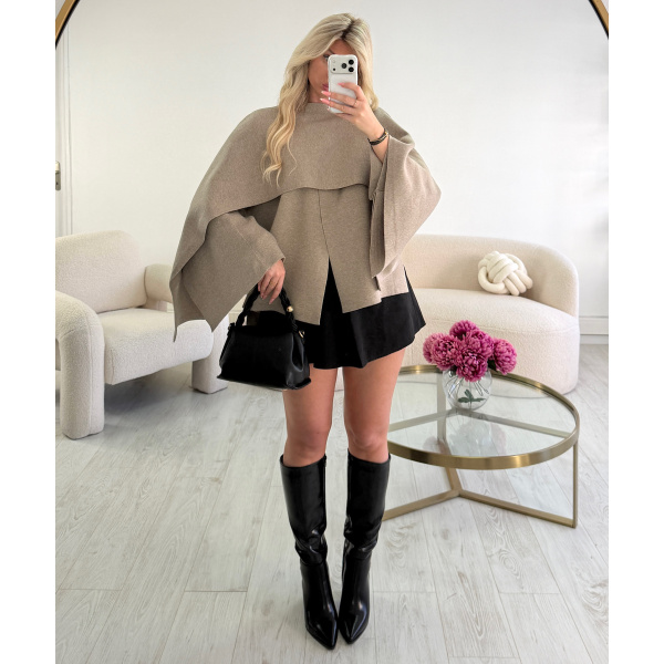 Cape épaisse taupe Premium- DRESS DESIREE