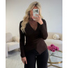 Pull marron dentelle cintré - DRESS DESIREE