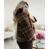 Chocolate/beige checked fur coat - DRESS DESIREE