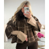 Chocolate/beige checked fur coat - DRESS DESIREE