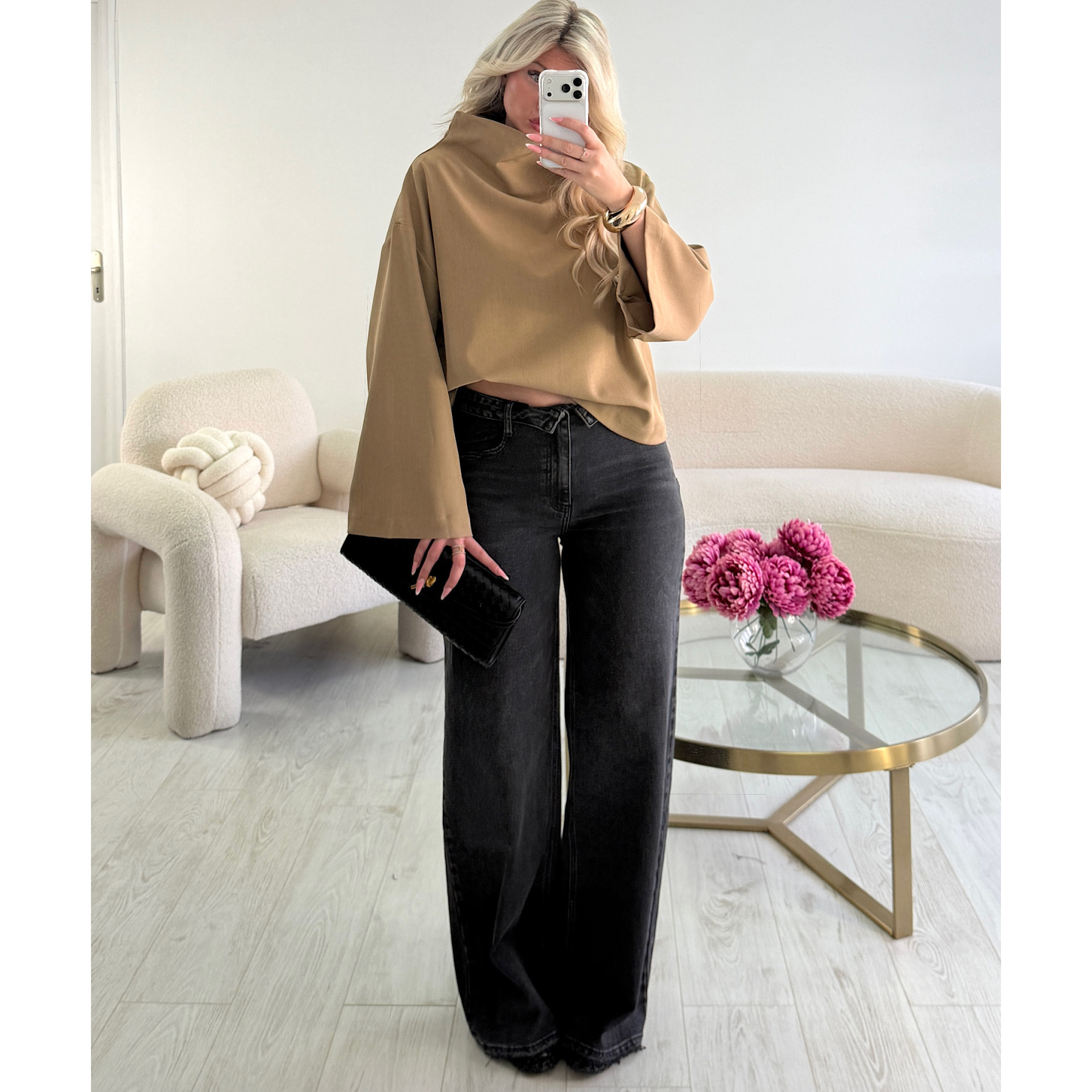 Black stretch rolled-up jeans - DRESS DESIREE
