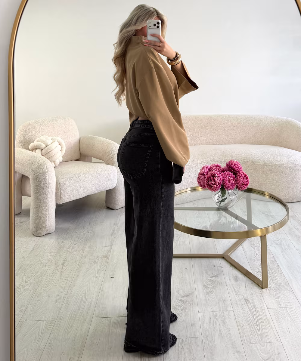 Jeans retroussé noir stretch