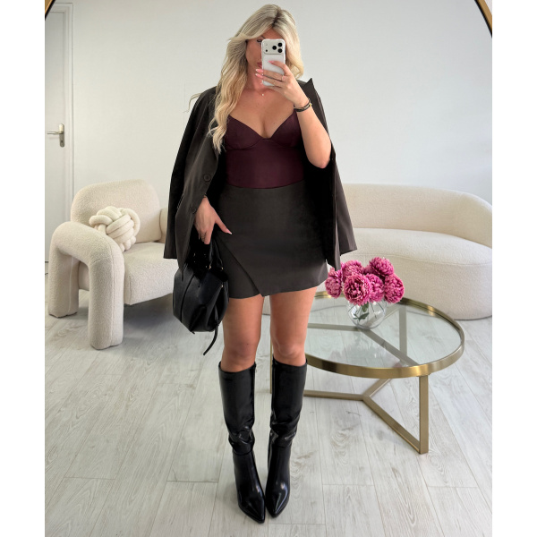 Brown lace-back blazer - DRESS DESIREE