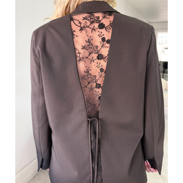 Blazer dos dentelle choco - DRESS DESIREE
