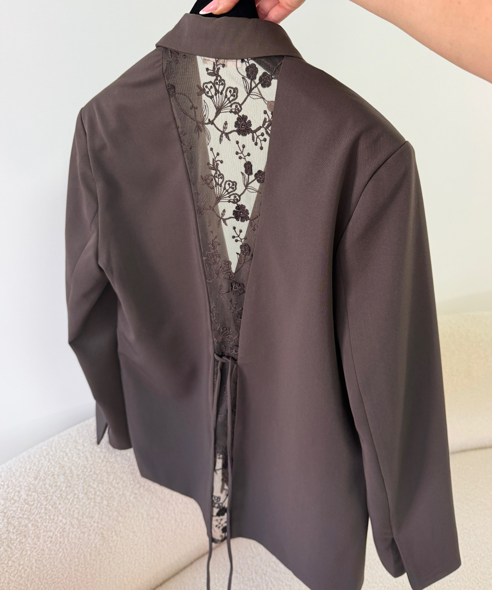 Brown lace-back blazer