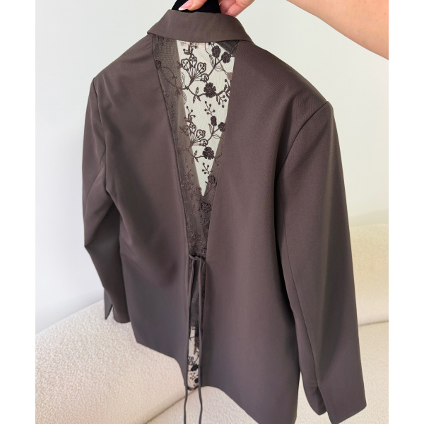 Blazer dos dentelle choco - DRESS DESIREE