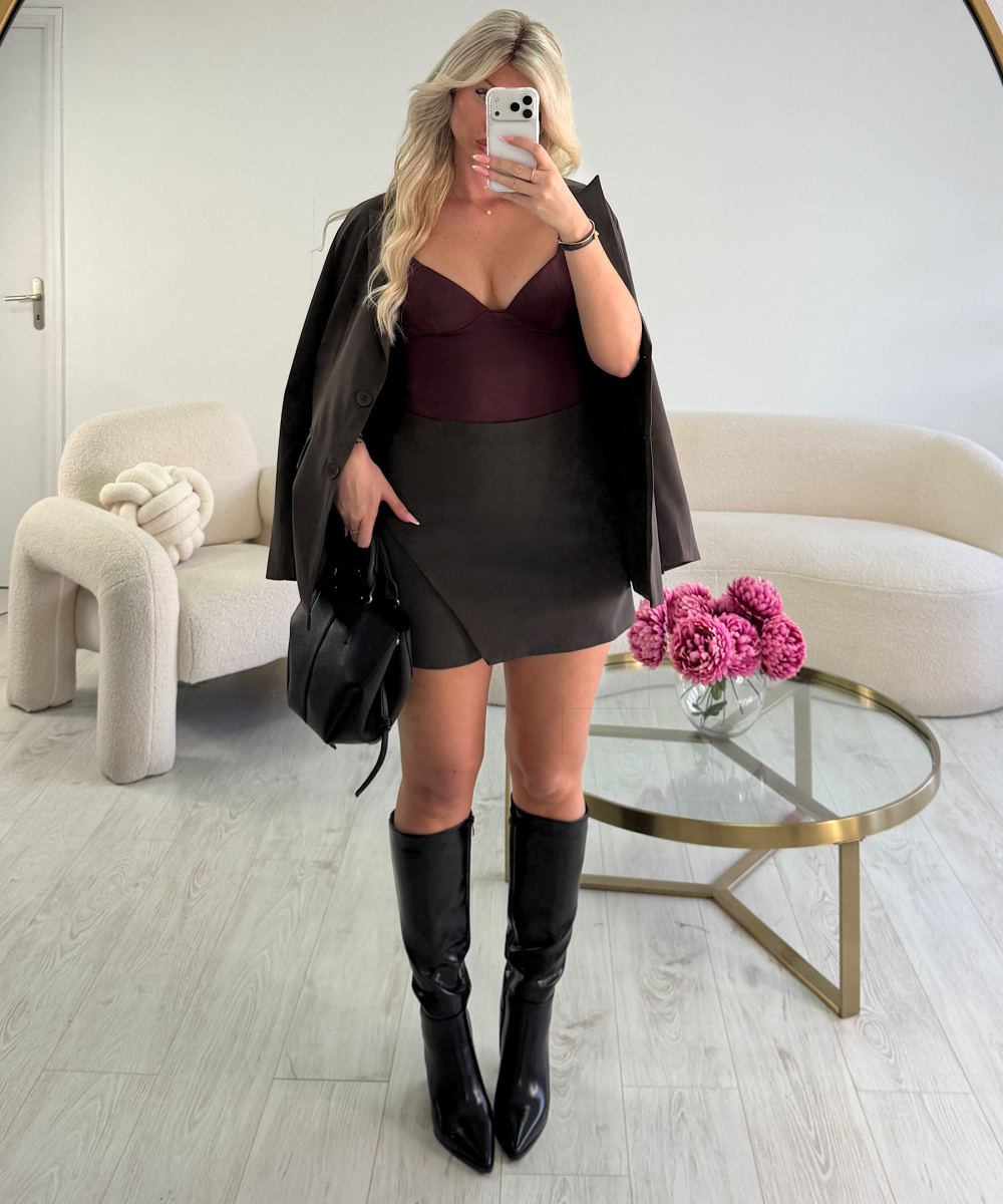 Jupe short portefeuille choco - DRESS DESIREE