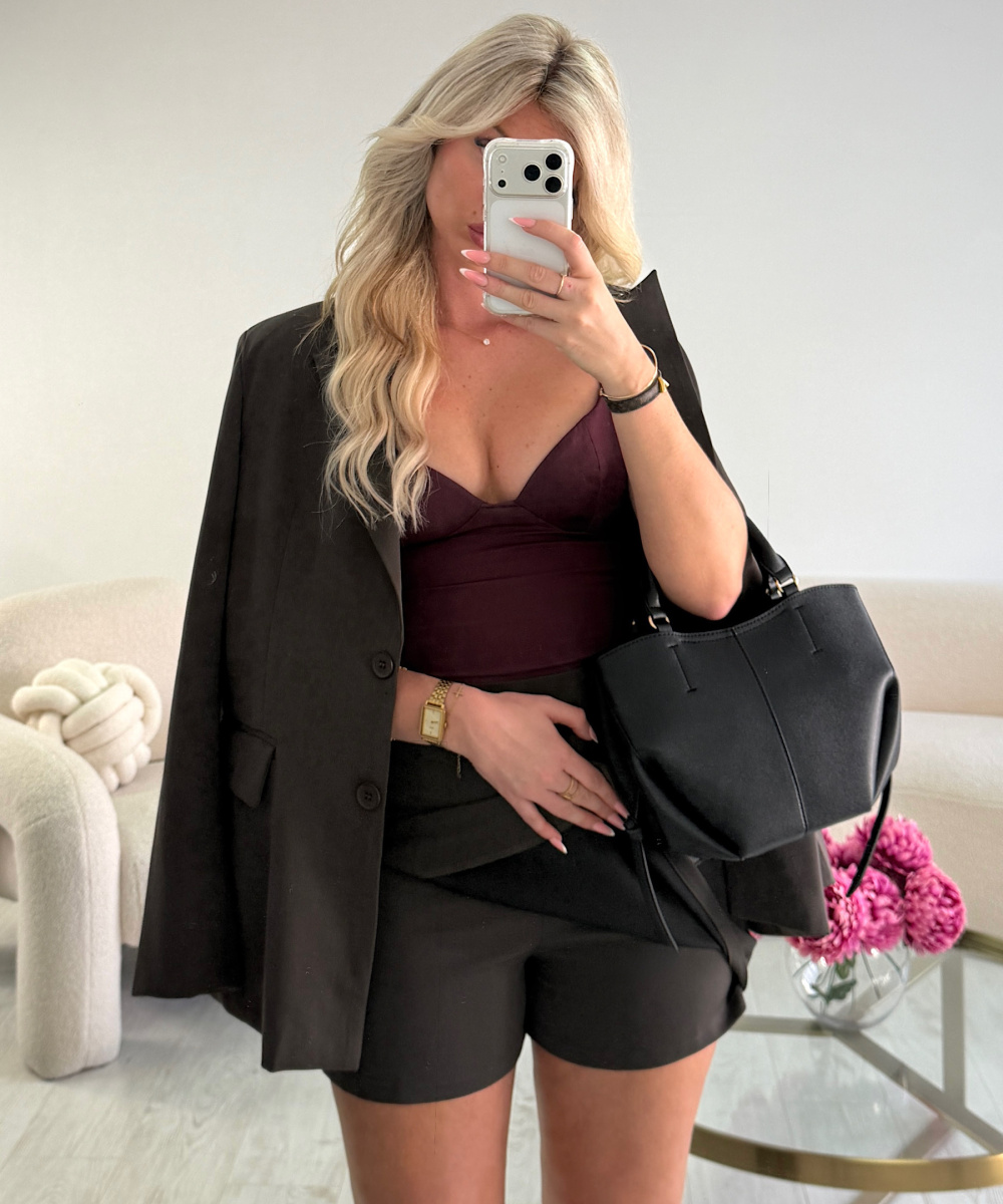 Brown wrap skirt-shorts