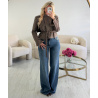 Short, fitted checked trench coat