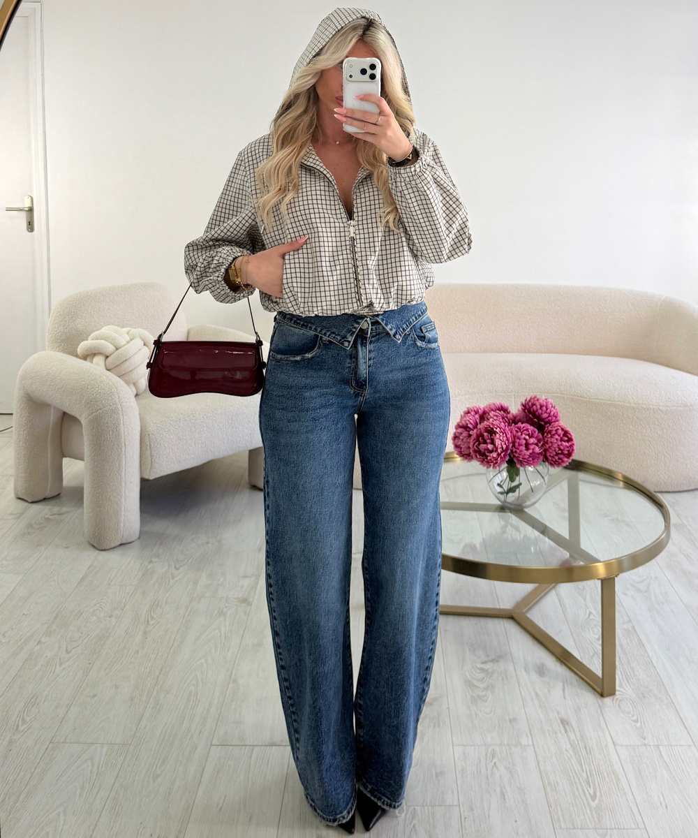 Standard balloon-cut jeans with cuffs in dark blue