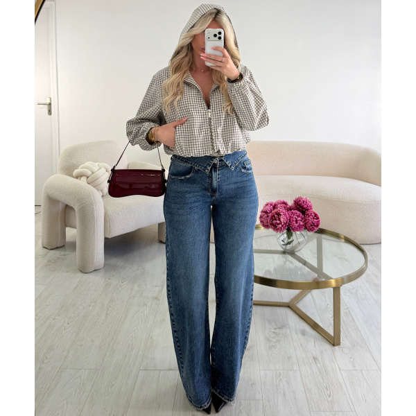 Standard balloon-cut jeans with cuffs in dark blue - DRESS DESIREE