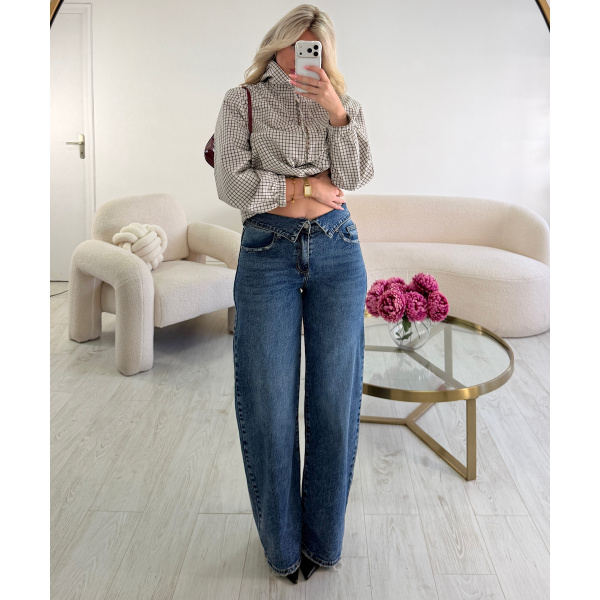 Standard balloon-cut jeans with cuffs in dark blue - DRESS DESIREE