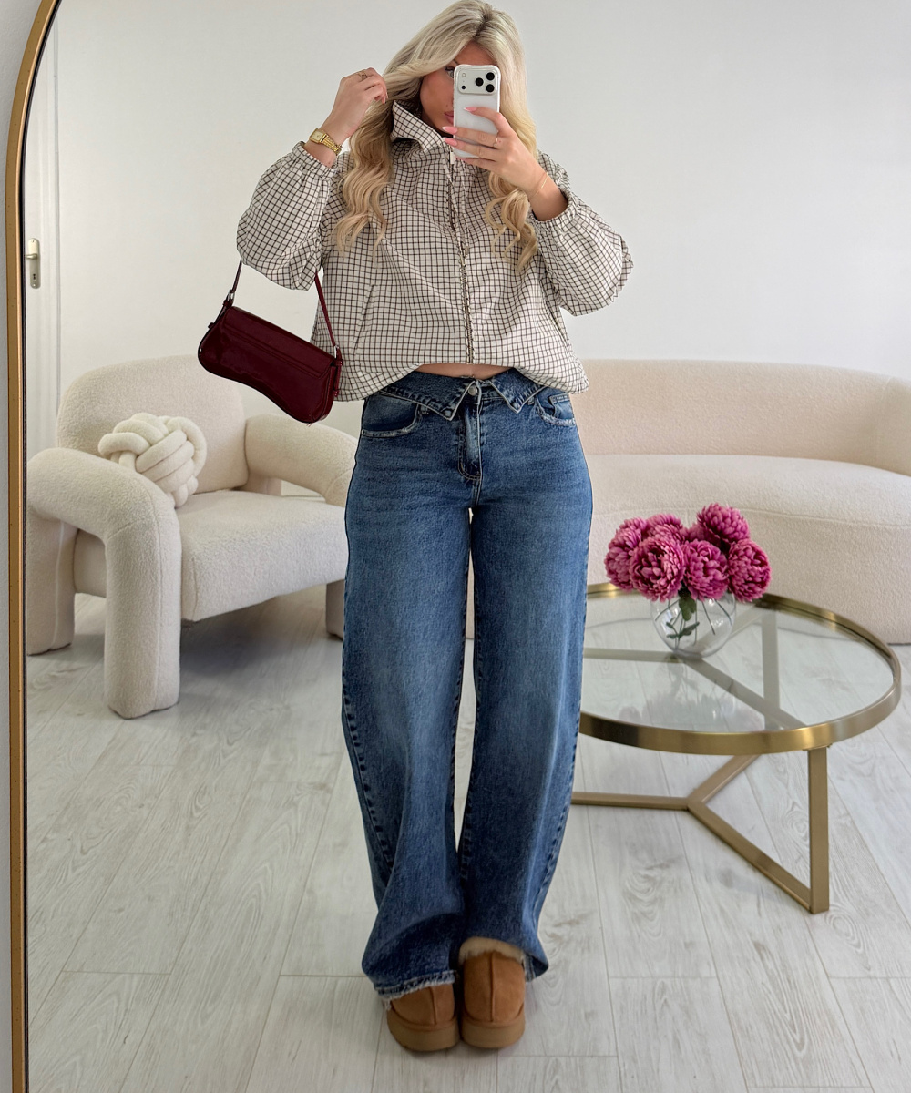 Standard balloon-cut jeans with cuffs in dark blue - DRESS DESIREE