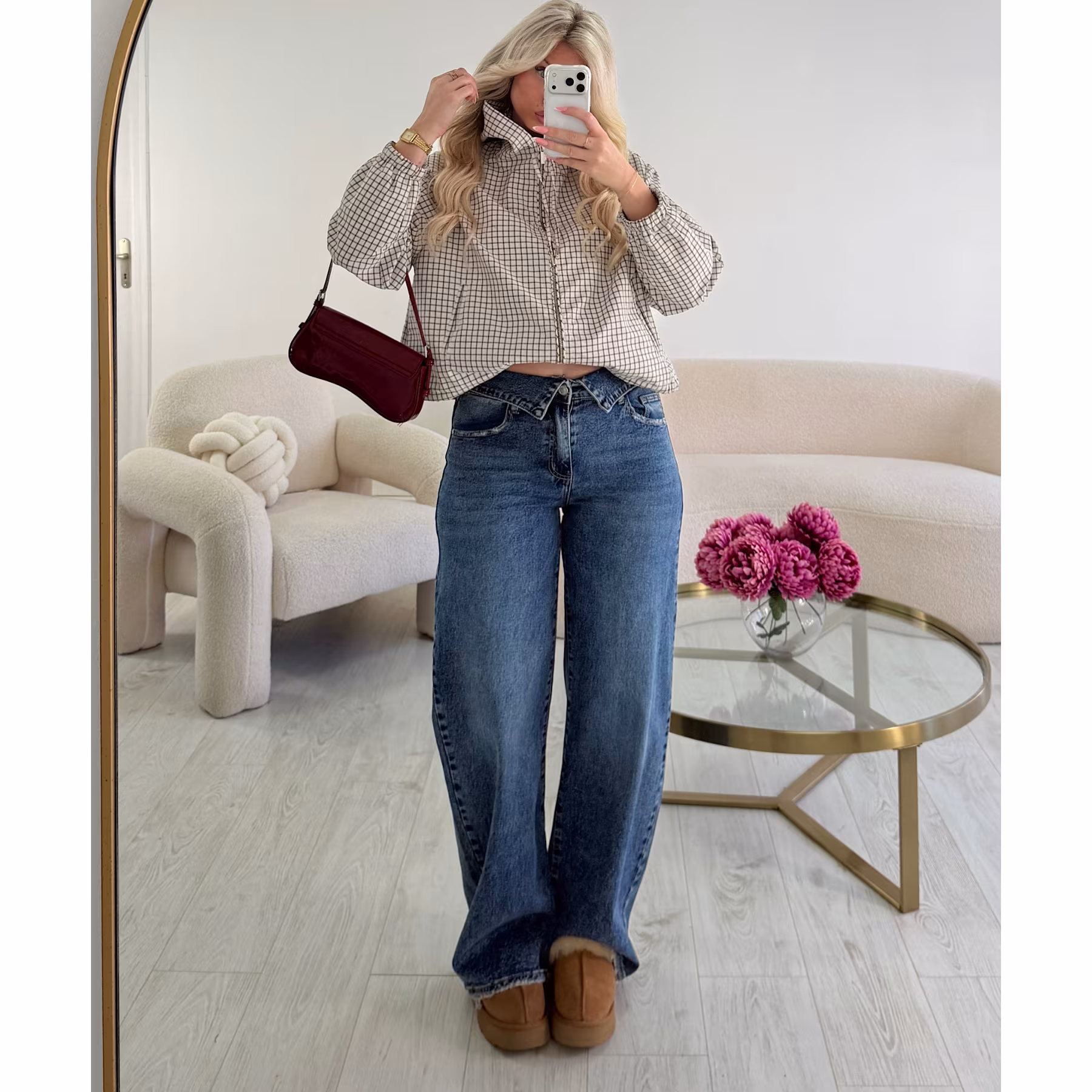 Jeans standard ballon revers bleu foncé - DRESS DESIREE